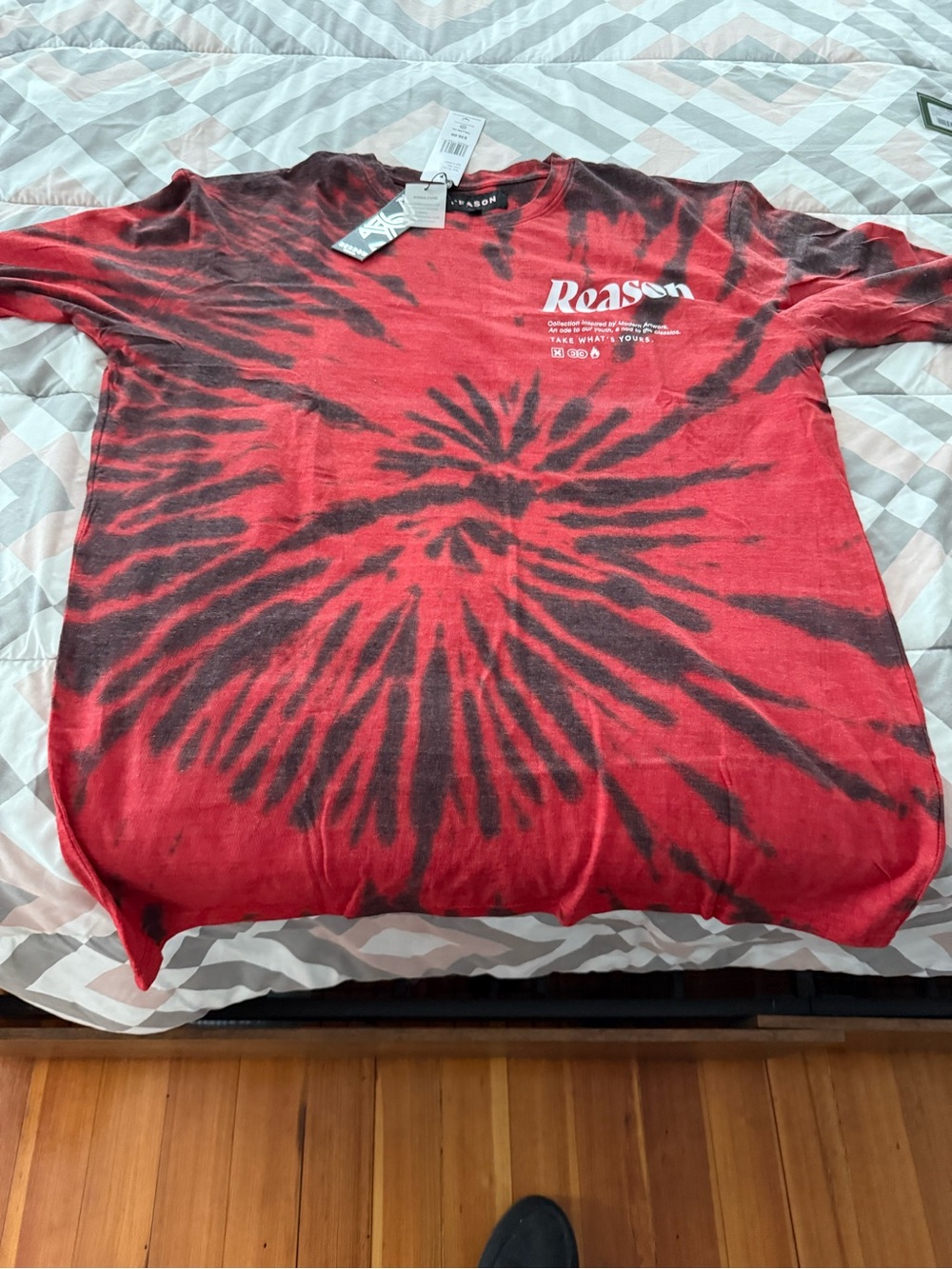 Reason Red & Black Tie-Dye Graphic Long Sleeve Tee